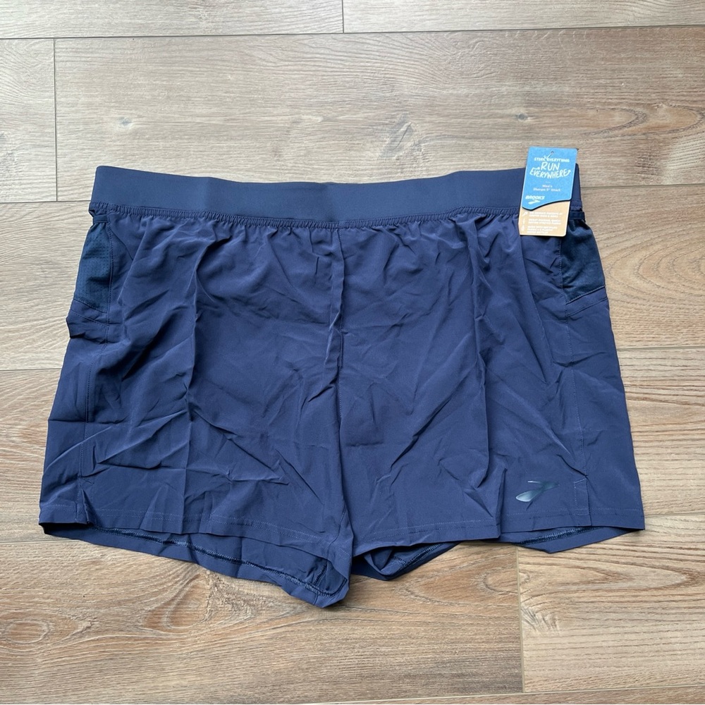 Brooks Men's 2XL XXL Sherpa 5” Lined Running Shorts Dark Blue